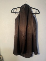 ZARA M Black Satin Halter Bow Button Sleeveless Women&rsquo;s Regular Blouse Dress