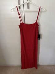 Michael Lauren Eric Spaghetti Tank Midi Dress Red Small