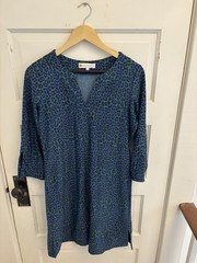 Jude Connally Women’s Megan Tunic Dress Green Leopard Stretch 3/4 Sleeve M $228