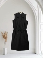 Calvin Klein Drawstring Waist Collard Sleeveless Sheath Dress Size 8 Stretch