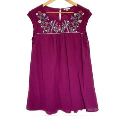 JODIFL Dress Women&rsquo;s Medium Purple Embroidered Floral Sleeveless Mini