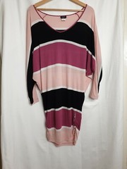 Miss Sixty Pink Colour Block 3/4 Dolman Sleeve T Shirt Dress Size Small