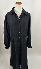 NINE WEST black rayon nylon long sleeve midi Dress Women&rsquo;s L