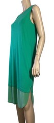 🌻.RIDLEY SIZES EMERALD GREEN JERSEY TUNIC MIDI DRESS CREPE SILK HEMLINE