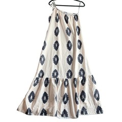 Womens Small White and Black One Shoulder Sleeveless Maxi Dress Geometic Print