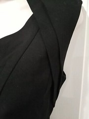 Calvin Klein Black Sweatheart V- Neck Sleeveless Dress Raw Gold Logo Zipper Sz 6