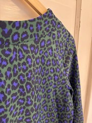 Jude Connally Women’s Megan Tunic Dress Green Leopard Stretch 3/4 Sleeve M $228