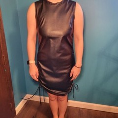 Fashion Noma Sleeveless Drawstring Rouched Bodycon Dress Black Size Small NWT