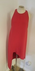 IRO Hamlin Dress Sz 38 Red Crew High Neck Open Back Asymmetric Crepe US 4/S