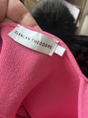 Scanlan Theodore Midi Dres Crepe Knit Square Neck Pink Size M