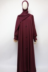 Dubai Abaya Closed Cuffed Flare Umbrella Abaya Muslim Modest Dress Maroon