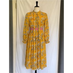 Dream Sister Jane Yellow Floral Belted Midi Dress – Size XS