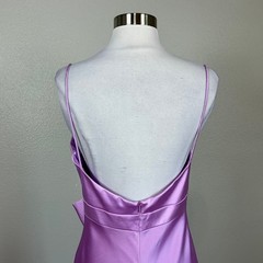 Mac Duggal 68144 Purple Evening Gown Satin Beaded Bow Accent Column Dress Size 4