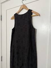 Ann Taylor A-Line Tank Dress Sz 2 Black Sleeveless Eyelet Cotton Office Career