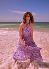 Phase Eight Gemmi Cotton Halter Neck Maxi Sundress Almond Print Size 10 Pink