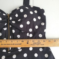 Black White Polka Dot Sweetheart Mini Dress M Retro Rockabilly Twee Picnic