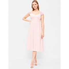 Old Navy Pink Rayon Midi Dress XL Tall Sweetheart Ruffle Sleeve Fit & Flare New