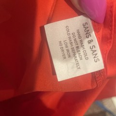 Sans & Sans Belted Midi Dress Womens Medium Slit Scrunch Sleeve Pockets Red NWOT