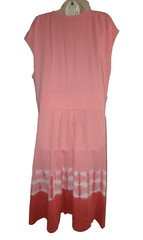 LANDS END 2X Wrap Front Fit & Flare Dress Coral Pink Tie Dye Sundress Surplice