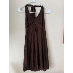 KIRIOUS Los Angeles Brown Halter Mini Dress | Coquette • Boho • Fairy Grunge