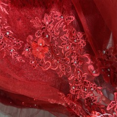 Red Quinceanera Dresses 3D Flowers Appliques Top Beaded Ball Gown Sweet 16 Dress
