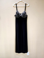 Vintage Ambrielle Silver Thread Embriodered Bodice Firm Cups Stretch Dress Night