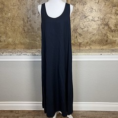 Vince Maxi Dress Womens S Navy Sleeveless Scoop Neck Viscose Stretch Minimalist