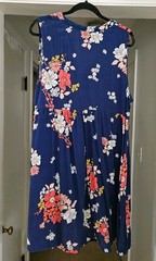 Old Navy Women&rsquo;s XL Navy Blue Floral Sleeveless V-Neck Shift Dress Pintuck Rayon