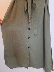 George Khaki Green Button Front Midi Dress Belted Summer Size 14 Cargo Utility