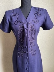 Vintage 90s Jamie Brooke Maxi Dress Womens Sz 4 Navy Sailor Retro Classic Modest