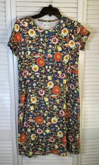 J.Jill Blue Floral Jersey Knit Crew Neck Short Sleeve Dress Women&rsquo;s Sz XS Casual