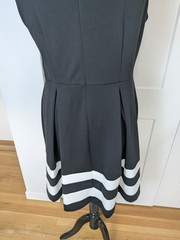 Calvin Klein Bateau Neck Sleeveless Fit & Flare Swing Dress Black White Size 14