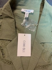 Como Blu Sage Green Embroidered Button-Down Midi Dress Size L/G
