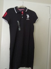 U.S. Polo Assn. Black Collared Button Polo Shirt Dress Logo Accent Size S