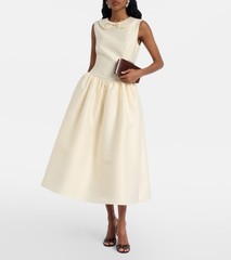 Self Portrait YELLOW TAFFETA COLLARED MIDI DRESS $ 695 Size US 14 UK 18