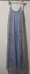 Elena Baldi Italy Maxi Dress Sz Medium Blue Floral Silk Blend Tiered Summer Boho