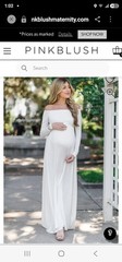 PinkBlush Ivory Solid Off Shoulder Maternity Maxi Dress Long Sleeve Size M