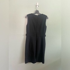 Johnston and Murphy Structured Black Knee Length Business Dress Gold Button SZ S