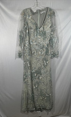 NWT Mac Duggal [ 16 ] 67539 Embellished V Neck Illusion Long Sleeve Gown S791