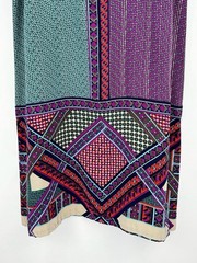 100% Silk Shift Mini Dress Medium Patchwork Geometric Tropical VNeck Sleeveless