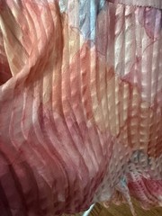 LoveShackFancy Pink Blue Ivory Abstract Pleated Ruffle Chiffon Silk Midi 10