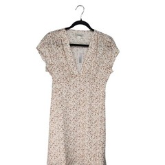 Outerknown Floral V-Neck Dress Womens Size Small Brown Cream NWT