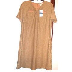 MICHAEL KORS Dark Camel Lace Dress Knee Length Zipper Ring Detail XL
