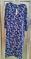 CHICO&rsquo;S BATWING SLEEVED MIDI DRESS-SIZE 1/MEDIUM-BLUES/WHITE-NO CREASING-**NEW**