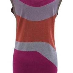 Cache Pink Orange Gold Metallic Knit Wave Tunic Top Stretch Dress New $98 NWT S