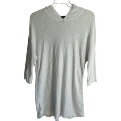 Eileen Fisher Size XL Linen Cotton White Lightweight Hooded Knit Dress Coverup