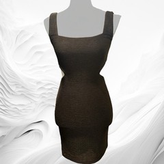 NWT RUMER Rosa Square Neck Dress In Black size Medium Cut out Bodycon