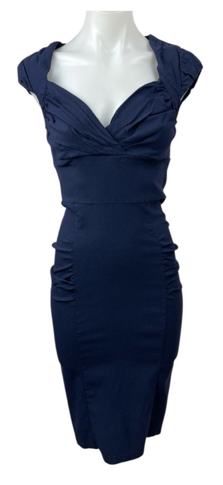 Newdow Ruched Short Sleeve Midi Pencil Bodycon Dress Stretchy Size M