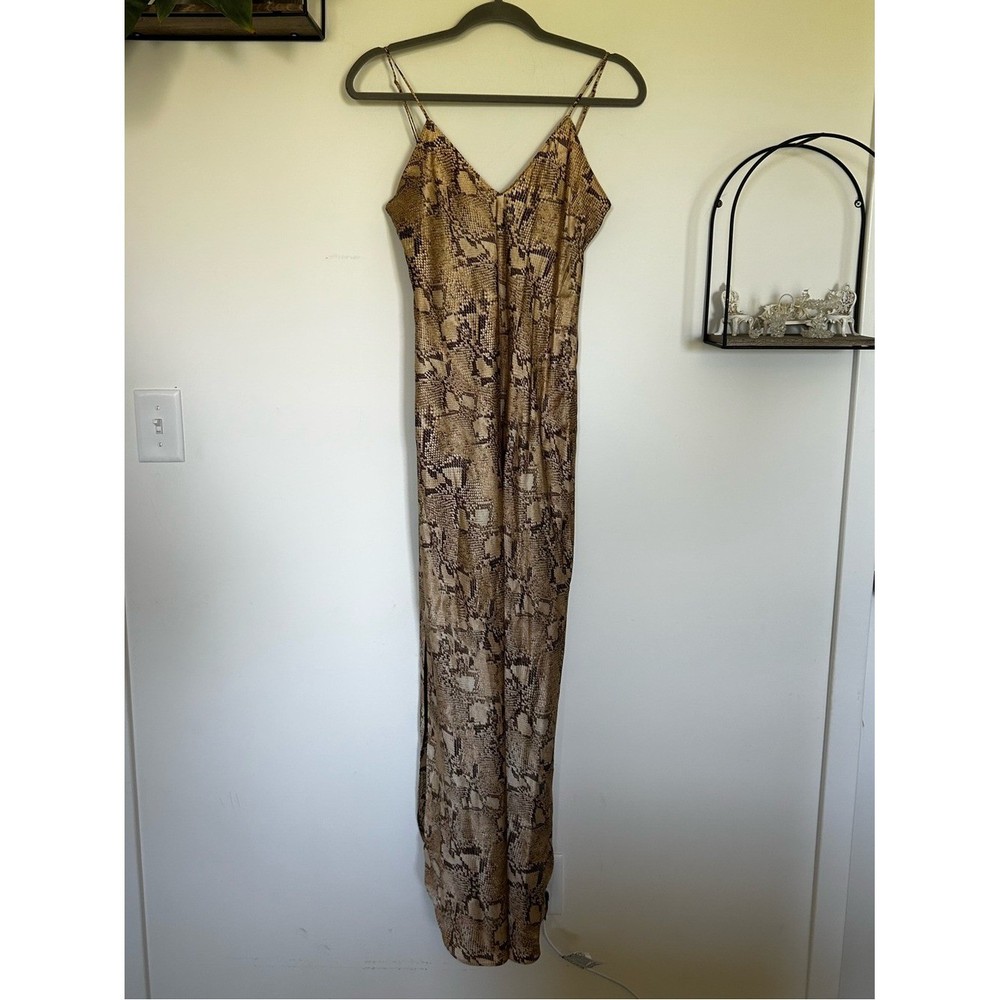 Banana Republic 100% Silk Snake Skin Reptile Print Side Slit Maxi Dress Small