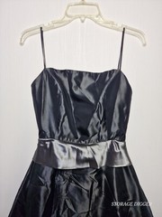 Lazaro Midi Dress Womens 10 Black Ribbon Belt Square Neck Spaghetti Straps Party